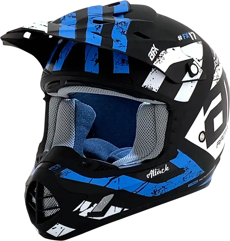 AFX FX-17 Attack Matte Black/Blue Motorcycle Helmet - 3XL, Lightweight Composite Shell Special Discount