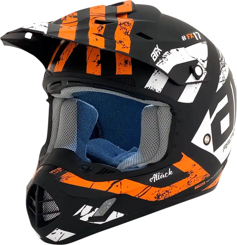 AFX FX-17 Attack Matte Black and Orange 4XL Motorcycle Helmet - Part Number 0110-7642 Buy Today