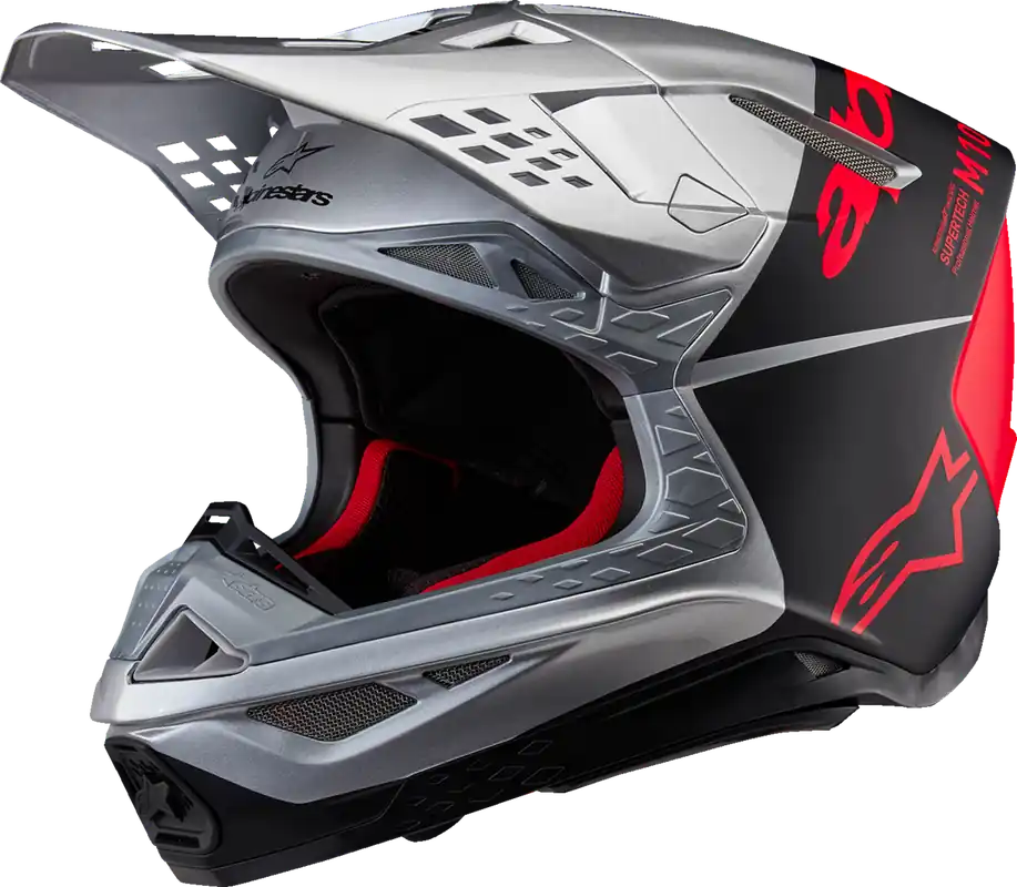 ALPINESTARS Supertech M10 Helmet - Flood - MIPS? - Gloss Silver/Black/Orange Fluo - Large Bulk Order