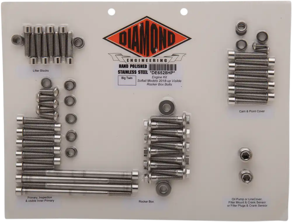 Affordable Diamond Engineering Fastener Kit for Engine and Rocker Box - OEM FLF/FXB DE6528HP