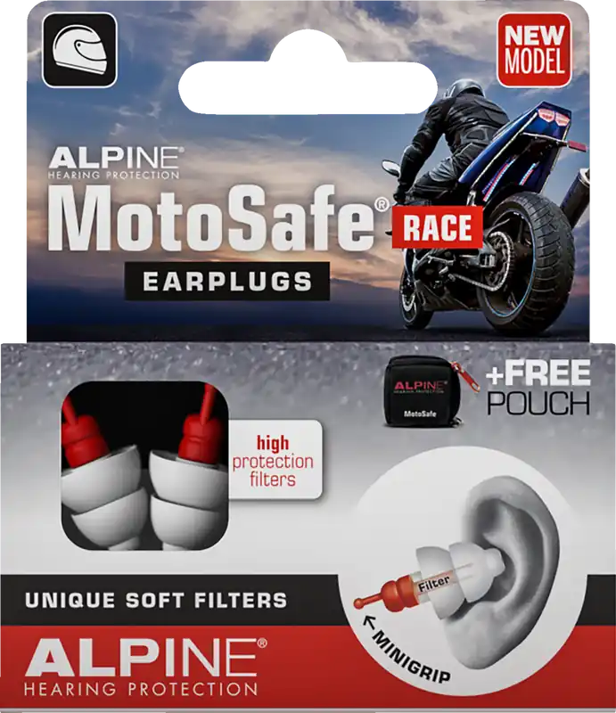 ALPINE HEARING PROTECTION MotoSafe Race Earplugs * Model 111.23.111 Clearance