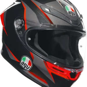 AGV K6 S Helmet Slashcut - Black, Gray & Red, Large | Advanced Motorcycle Safety Gear Weekend Sale