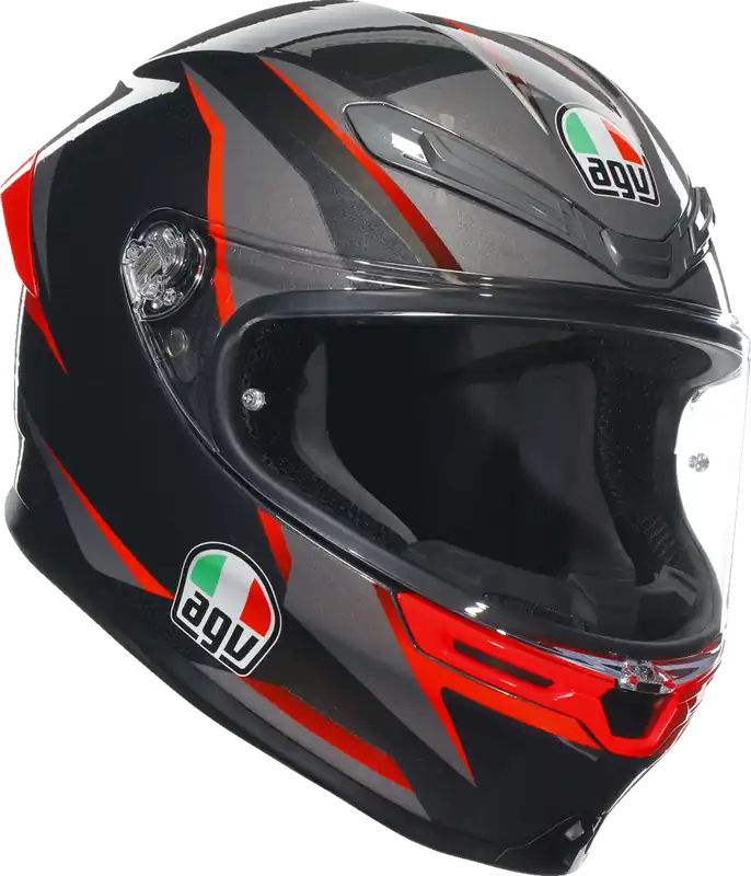 AGV K6 S Helmet Slashcut - Black, Gray & Red, Large | Advanced Motorcycle Safety Gear Weekend Sale