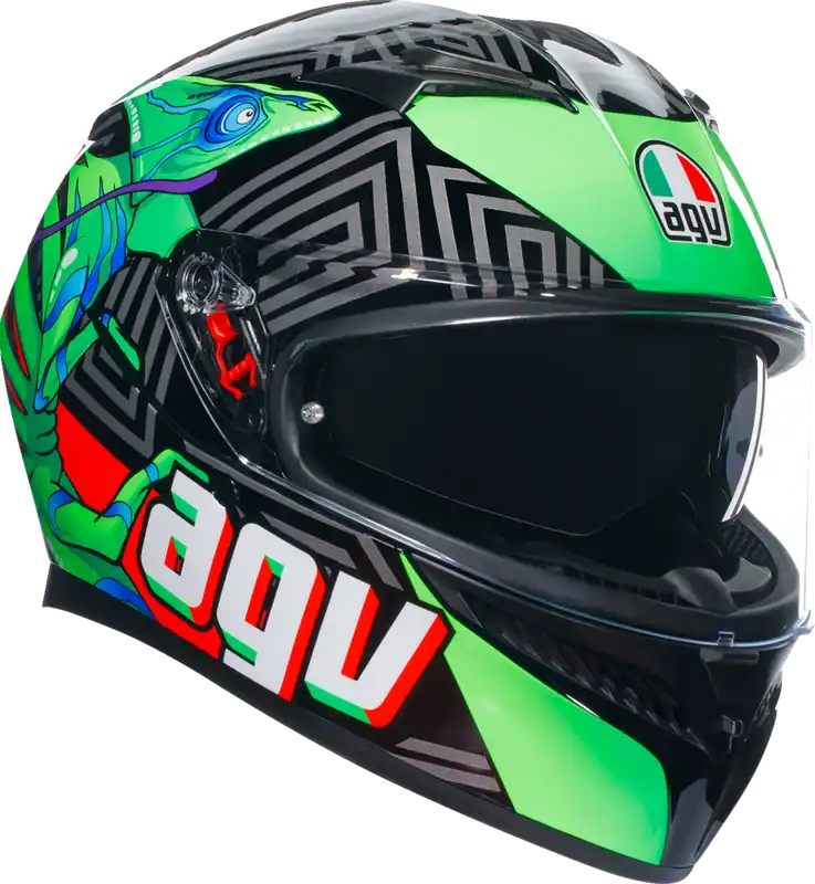 AGV K3 Helmet Kamaleon - Black/Red/Green, XL - Optimized Aerodynamics and Advanced Safety Features Factory Price