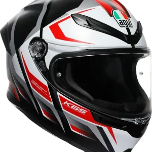 Authentic AGV K6 S Karve Matte Black/White/Red Motorcycle Helmet - Large (Part No. 2118395002-025-L)
