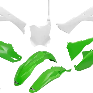 Trusted Brand UFO Body Kit for Kawasaki KX 250/450 - Green and White, Part Number KAKIT231F@444