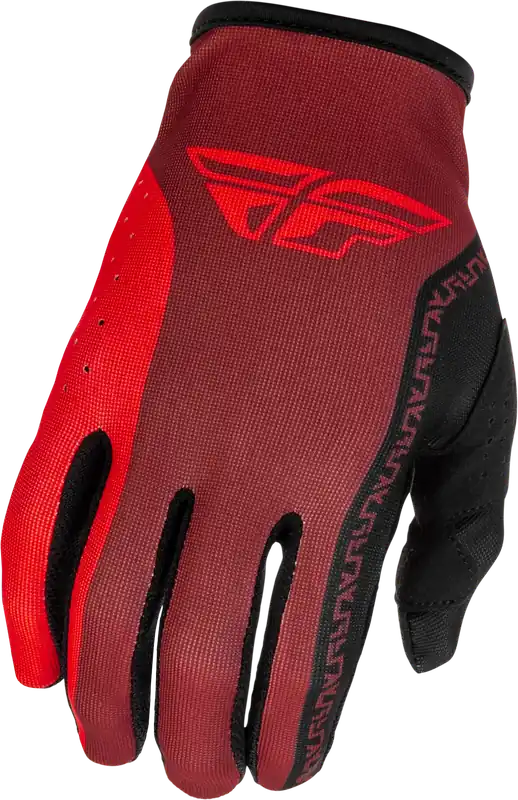 Authentic FLY Racing Lite Gloves Black/Red XS * Ultra-Lightweight Race Gloves with Touch Screen Compatibility