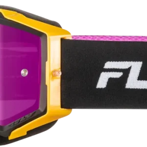 Authentic Fly Racing Zone Elite Goggle in Black, Yellow, and Purple with Magenta Mirror and Smoke Lens