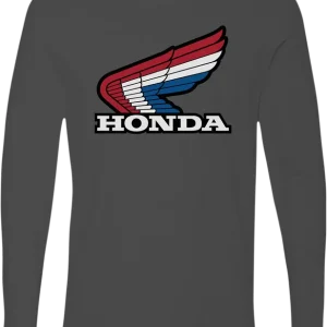 Worldwide Shipping Honda Wing Long-Sleeve T-Shirt by Honda Apparel - Charcoal, XL (Part No. NP21S-M3023-XL)