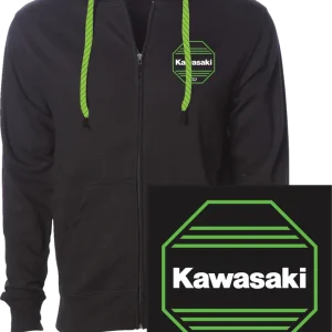 Authentic Factory Effex Kawasaki Octagon Zip-Up Hoodie - Black 2XL - Part No. 28-88158