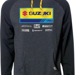 Affordable Factory Effex Suzuki 21 Racewear Hoodie - Charcoal and Black, Medium (Part Number 24-88422)