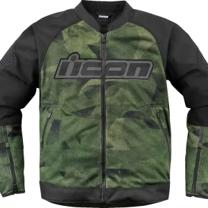 While Supplies Last ICON Overlord3 Mesh Camo Jacket - Green, XL - Durable 300D Polyester with Impact Protection