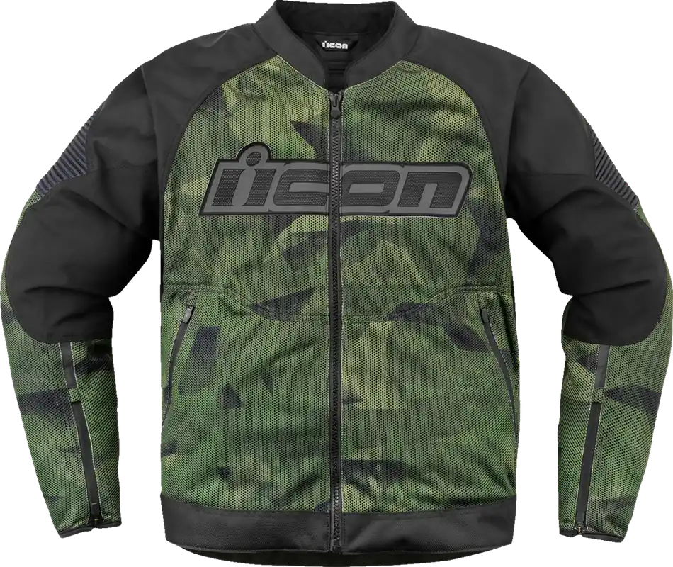 While Supplies Last ICON Overlord3 Mesh Camo Jacket - Green, XL - Durable 300D Polyester with Impact Protection