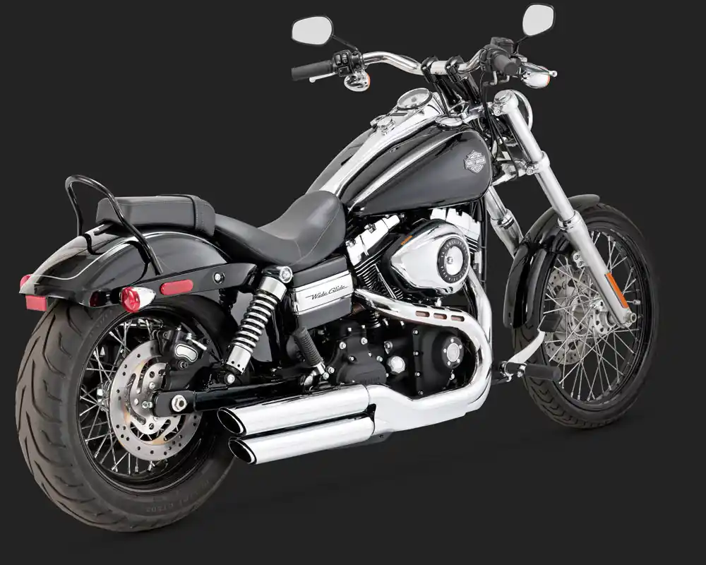 Vance & Hines V16845 Twin Slash 3" Slip-On Mufflers Chrome for Dyna FX Handmade