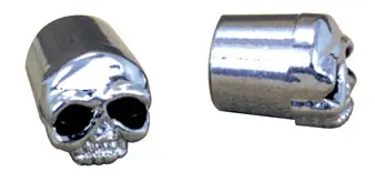 Zodiac Z011485 Skull Valve Stem Caps Chrome w/Black Eyes (Pair) Money Back Guarantee