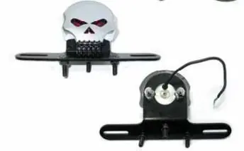 Zodiac Z163442 Skull Tail Light Chrome w/Black Bracket Popular