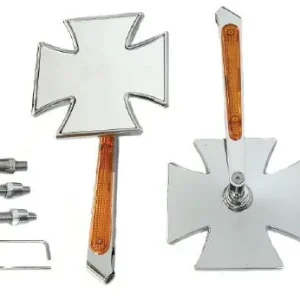 Zodiac Z270127 Maltese Cross Mirror w/LED Amber Stem (Pair) One Day Deal