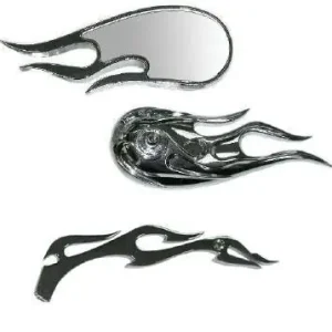 Zodiac Z270742 Fireball Head Mirrors w/Flame Stem (Pair) Big Sale