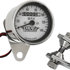 Bargain DRAG SPECIALTIES 2.4" MPH Mini LED 1:1 Ratio Mechanical Speedometer/Indicators - Chrome Housing - White Face