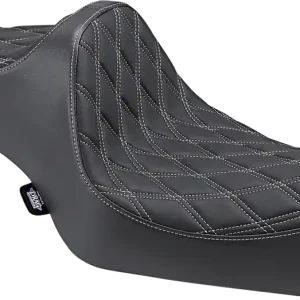 Warranty Included DRAG SPECIALTIES Predator III Double Diamond Silver Stitch Vinyl Seat - Black - Sportster '04-'22