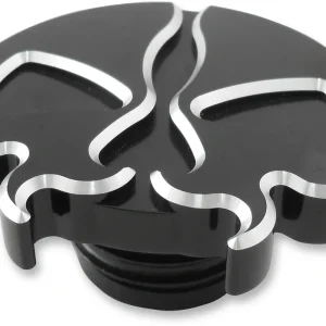 Warranty Included DRAG SPECIALTIES Non-Vented Split Skull Screw-In Gas Cap - Black