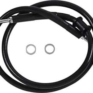 Authentic DRAG SPECIALTIES Extended Length Stainless Steel Brake Line - +8" - Black - FX/FL '18-'23