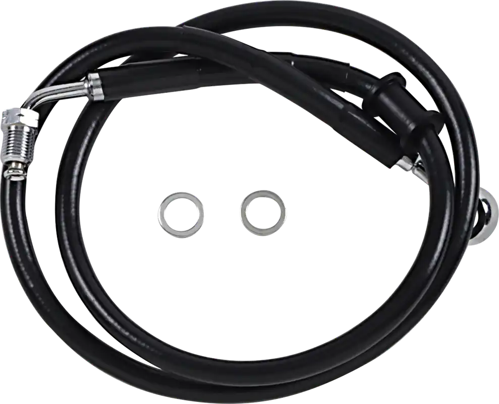 Authentic DRAG SPECIALTIES Extended Length Stainless Steel Brake Line - +8" - Black - FX/FL '18-'23
