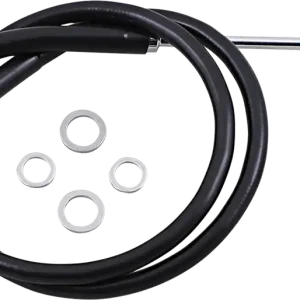 Worldwide Shipping DRAG SPECIALTIES Extended Length Stainless Steel Brake Line - +4" - Black - FL/FX '15-'17