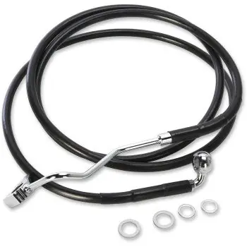 Warranty Included DRAG SPECIALTIES Extended Length Black Vinyl Brake Line Kit - Front (Upper) - Black - +6" - FLT '15-'22