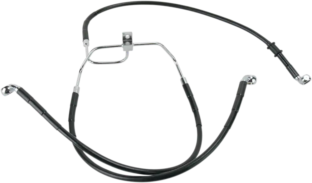 Worldwide Shipping DRAG SPECIALTIES Extended Length Black Vinyl Brake Line Kit - Front - +4" - FXDF '08-'17
