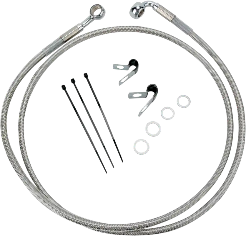 Authentic DRAG SPECIALTIES Extended Length Stainless Steel Brake Line Kit - Front - +10"