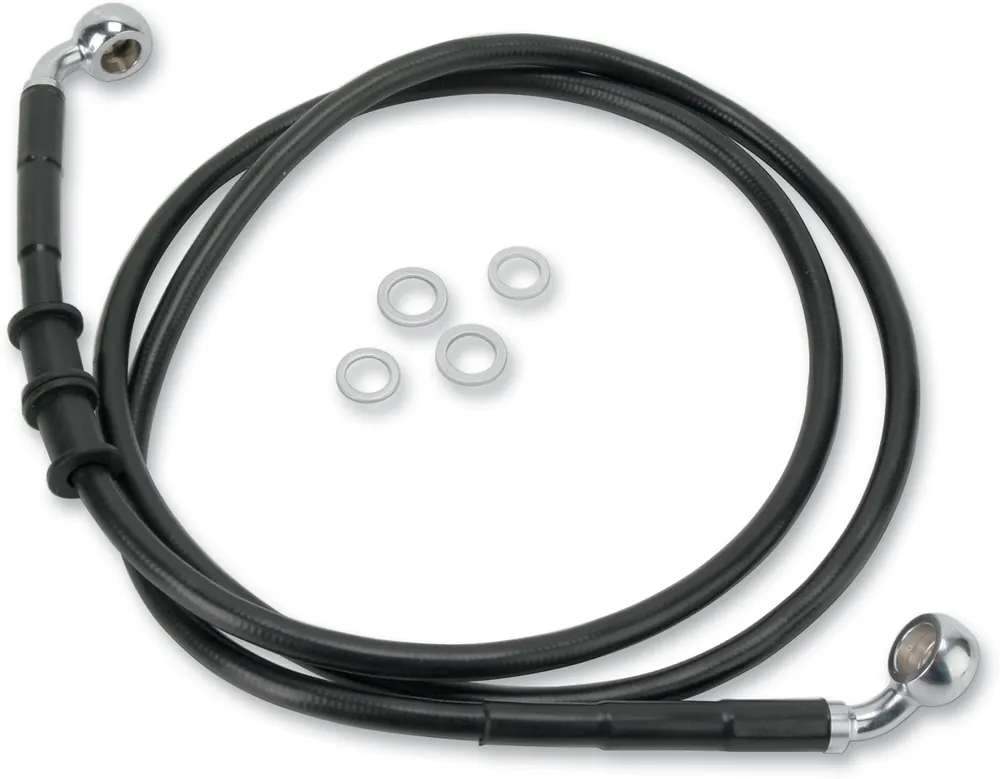 Weekend Sale DRAG SPECIALTIES Extended Length Black Vinyl Brake Line Kit - Front - +4" - FXDWGI '10-'15