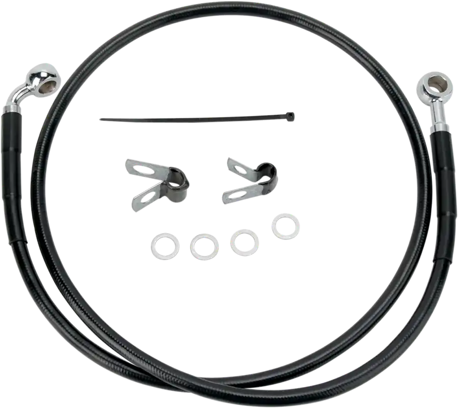 While Supplies Last DRAG SPECIALTIES Extended Length Black Vinyl Brake Line Kit - Front - +4" - '04-'10 XL