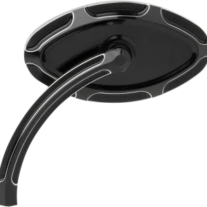 ARLEN NESS Beveled Short Stem Mirror - Cat Eye - Black Anodized - Left Handmade