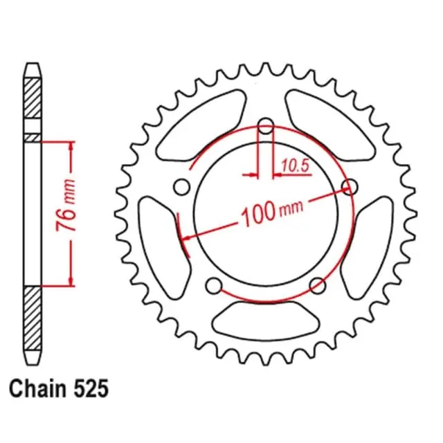 Rear Steel 44T 525P Sprocket Original