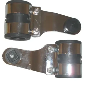 Chrome Headlight Brackets with Rubbers for 30mm to 37mm Forks Premium