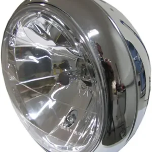 Limited Offer 8" Round Chrome Bottom-Mounted Bates Headlight with Clear Lens