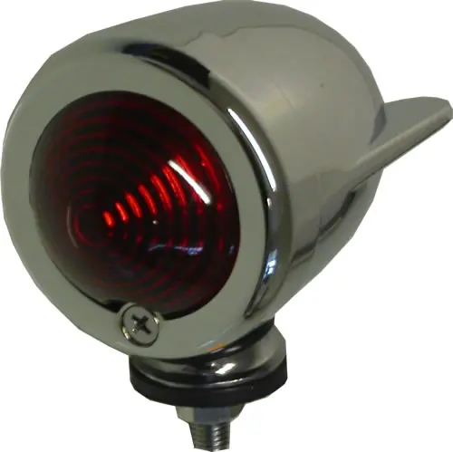 Must Have 50mm Chrome Winged Original Style Bullet Light with Red Lens