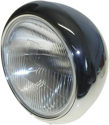 7" Round Chrome Bottom-Mounted Grooved Headlight Suit British Bikes Factory Price