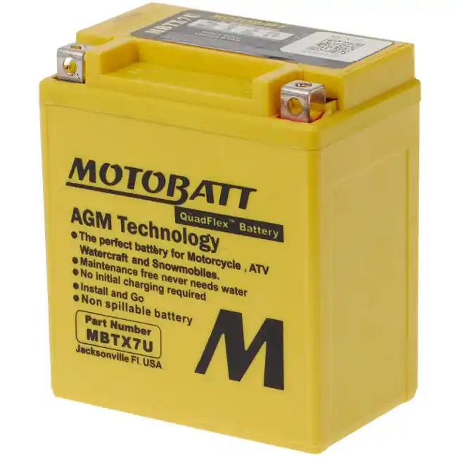 Direct From Manufacturer Motobatt MBTX7U AGM Sealed Battery YTX7L-BS YTZ8V