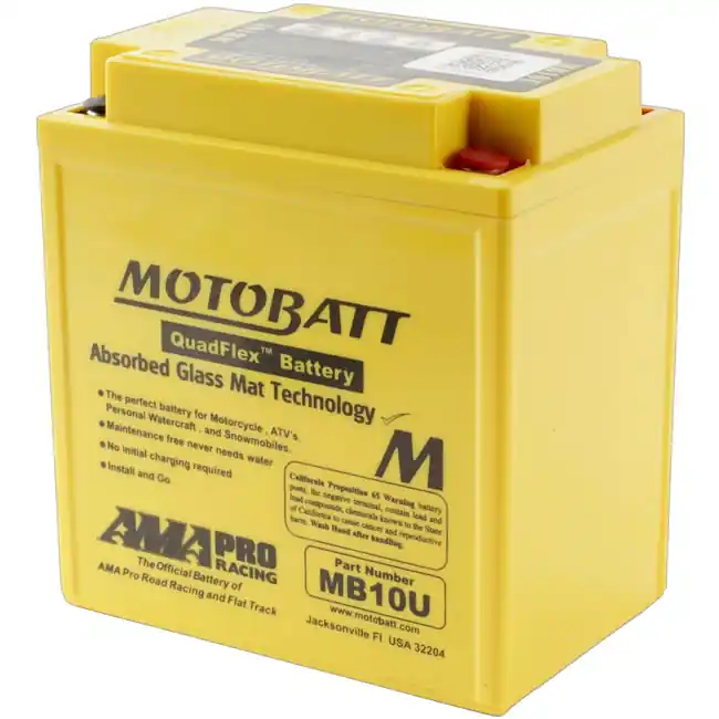 Worldwide Shipping Motobatt MB10U AGM Sealed Battery YB10A-A2 YB10L-A2 12N11-3B