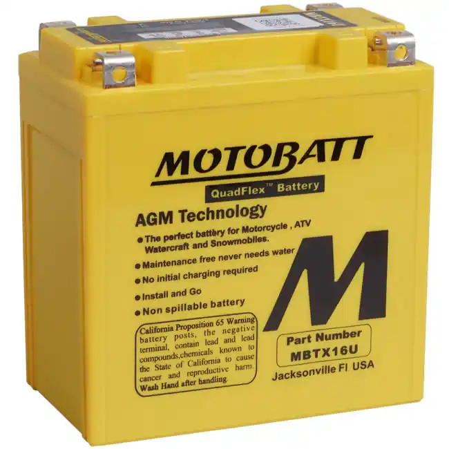 Hassle-Free Returns Motobatt MBTX16U AGM Sealed Battery YTX16-BS YTX20A-BS YTX20CH-BS
