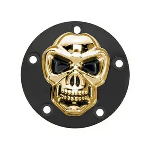 DOSS 5-Hole Skull Point Cover in Black & Gold Finish For 1999-2017 Twin Cam Models (77138G) Flash Sale