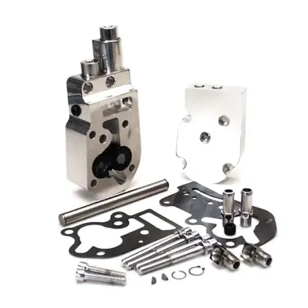 Jims Flow Pro 1 Billet Oil Pump Complete Assembly In Polished With Top Feed And Return Oil Lines For 92-99 Big Twins (1752) Luxury