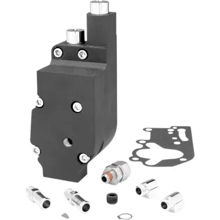 Secure Checkout Jims Flow Pro 1 Billet Oil Pump Complete Assembly In Wrinkle Black With Bottom Feed And Return Oil Lines For 92-99 Big Twins (1753B)