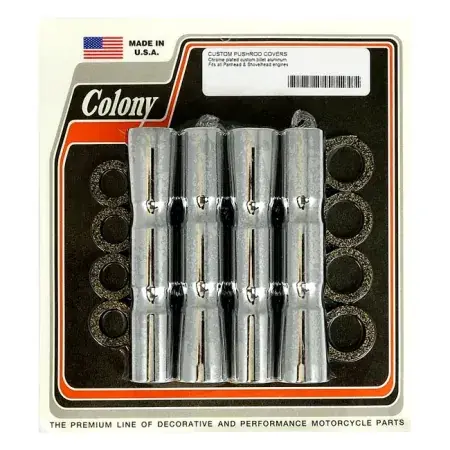 Colony Ribbed Lower Pushrod Cover Set For 48-E79 B.T In Chrome (7135-8) Certified