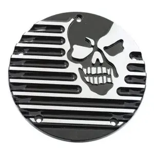 One Day Deal Covingtons Customs Black Derby Cover With Finned Skull Design For 1999-2017 Dyna, 1999-2018 Softail (Excl. 2018 FLSB), 1999-2015 Touring & Trike Models (Excl. 2015 FLHTCUL, FLHTKL) (C1074-B)