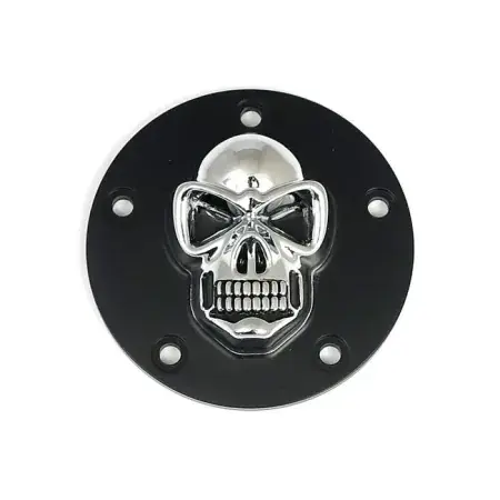 DOSS Horizontal Skull Point Cover in Black & Chrome Finish For 1970-1999 Big Twin (Excluding Twin Cam) Models (77139B) Holiday Sale