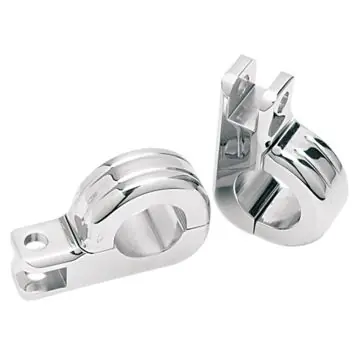 Buy Direct Chrome Billet Aluminum Male Foot Peg Mounts for Harley-Davidson 1 1/4" Engine Guard & Frame Tubes