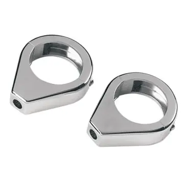 Professional Grade Chrome Turn Signal Fork Clamps for Harley-Davidson models with 39 MM Fork Tubes